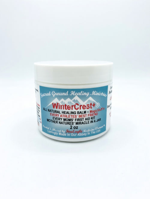 WinterCrest natural healing balm 2 oz jar made with 15 therapeutic grade essential oils